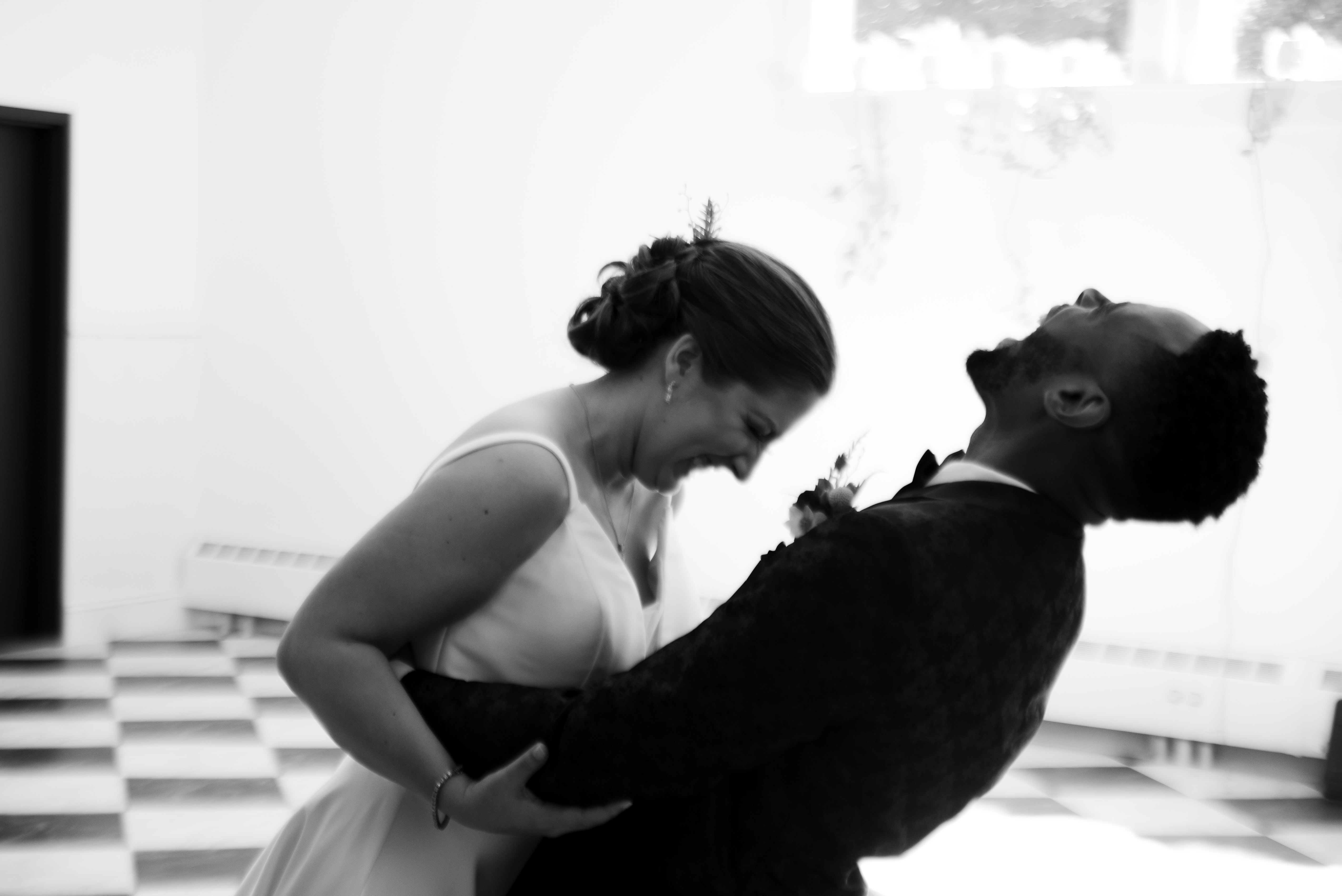 Couple laughing dancing