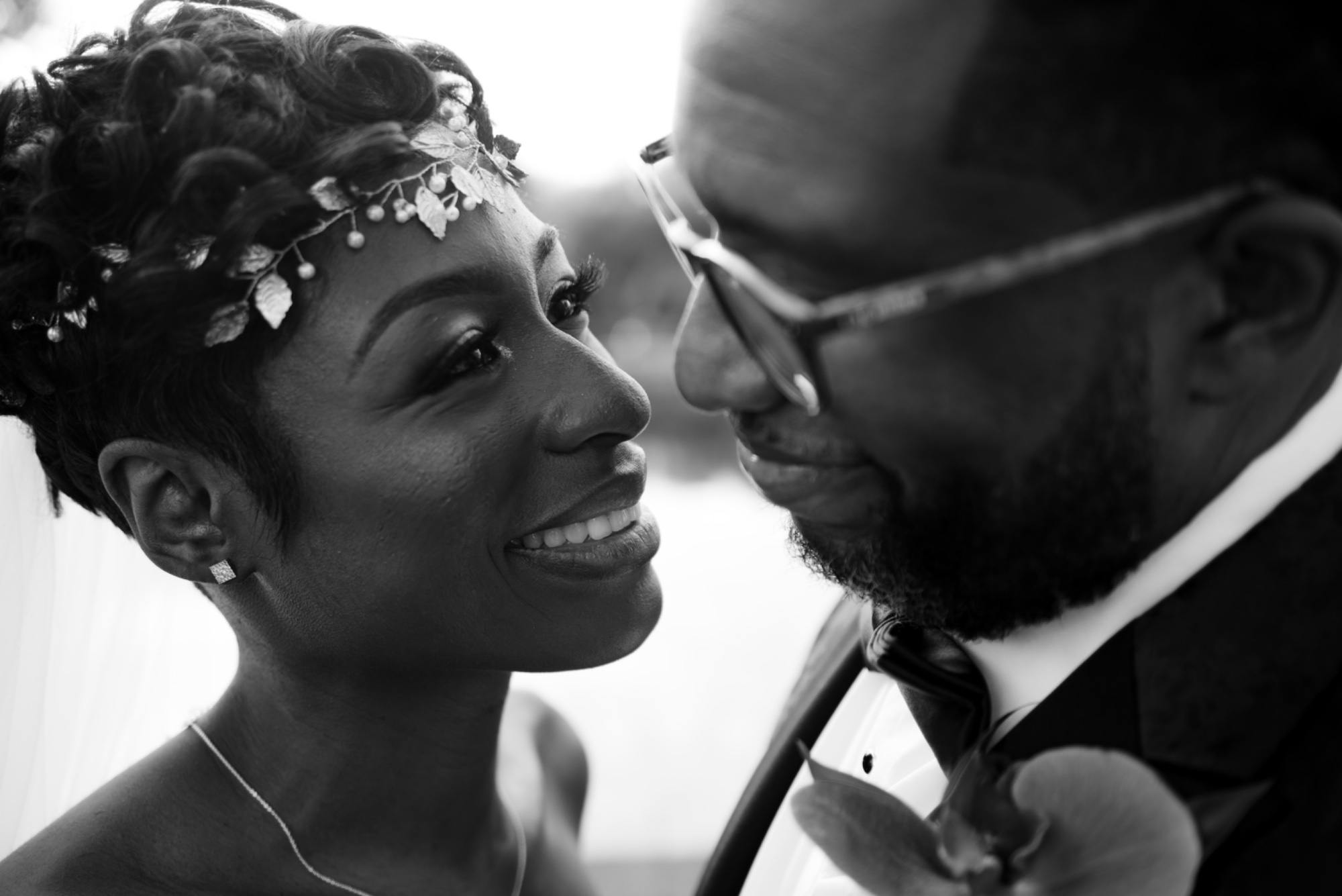 Bride and groom close portrait